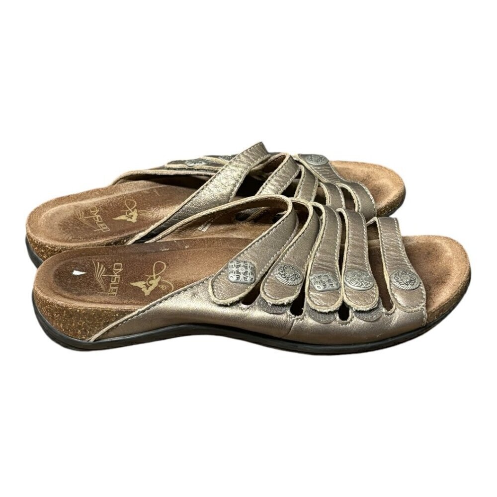Dansko shoes Women's Size EU 38 US 7.5-8 Sandals Janie‎ Leather Brown Gold